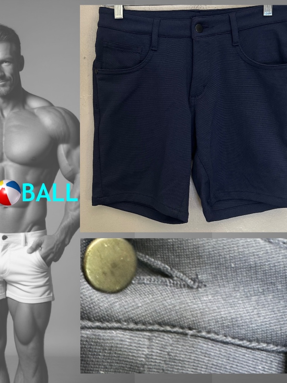 Ball Stretch Navy Shorts 29" waist 6.5" inseam Gently worn Cotton/spandex blend